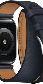 Apple Watch Hermes Series 4 GPS + Cellular 40mm Stainless Steel Case with Bleu Indigo Swift Leather Double Tour (MU6Q2)