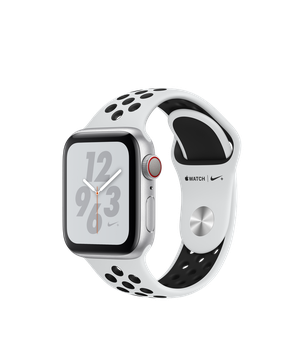 Apple Watch Nike+ Series 4 GPS + Cellular 40mm Silver Aluminum Case with Pure Platinum/Black Nike Sport Band (MTV92, MTX62)