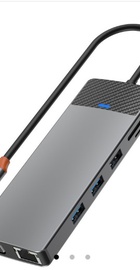 WIWU Linker 12in1 USB-C to (USB-C+2xUSB2.0+2xUSB3.0+SD/MicroSD+VGA+2xHDMI+RJ45+PD) 100W Grey (A12HV)