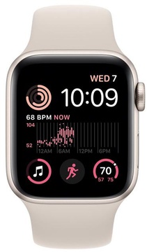 Apple Watch SE 2 GPS 44mm Starlight Aluminum Case w. Starlight Sport Band - S/M (MNTD3)