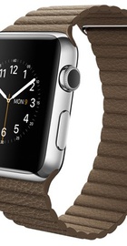 Apple Watch 42mm Stainless Steel Case with Light Brown Leather Loop (MJ402)