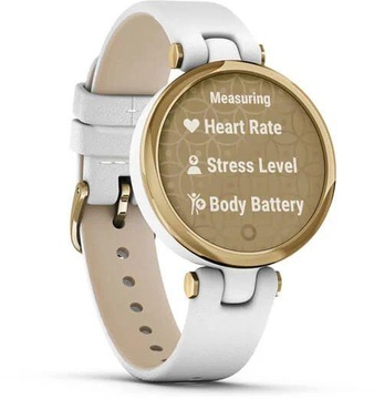 Garmin Lily Light Gold Bezel with White Case and Italian Leather Band (010-02384-B3)