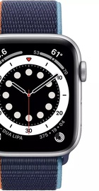 Apple Watch SE GPS + Cellular 44mm Silver Aluminum Case with Deep Navy Sport Loop (MYEN2)