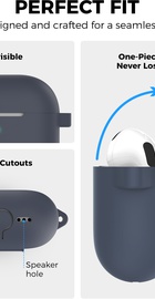 AhaStyle Colorful Silicone Case for Airpods 4 Midnight Blue