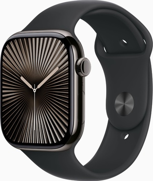 Apple Watch Series 10 GPS + Cellular 46mm Slate Titanium Case With Black Sport Band - S/M (MWYD3)