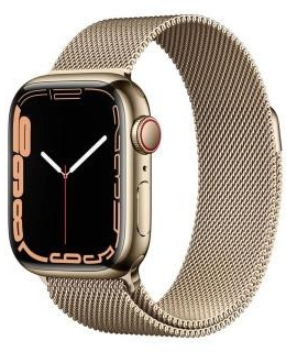 Apple Watch Series 7 GPS + Cellular 41mm Gold Stainless Steel Case with Gold Milanese Loop (MKHH3, MKJ03)