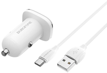 Borofone BZ12 Lasting Power 2USB 2.4A + USB Type-C White