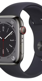 Apple Watch Series 8 GPS + Cellular 45mm Graphite Stainless Steel Case With Midnight Sport Band (MNKU3)