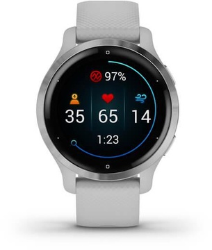 Garmin Venu 2S Silver Stainless Steel Bezel with Mist Gray Case and Silicone Band (010-02429-12)