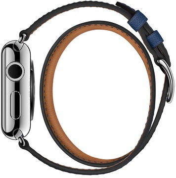 Apple Watch Hermes Barenia Leather Double Tour Regular 38mm/40mm/41mm/42mm Bleu Agate (MNHK2)