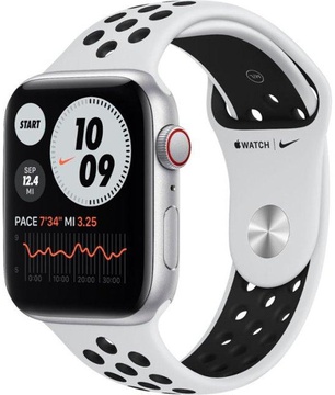 Apple Watch Nike SE GPS + Cellular 44mm Silver Aluminum Case with Pure Platinum/Black Nike Sport Band (MG043)