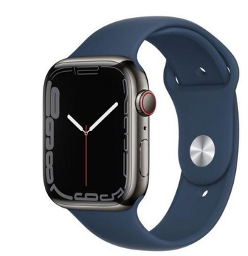 Apple Watch Series 7 GPS + Cellular 45mm Graphite Stainless Steel Case with Abyss Blue Sport Band (MKJH3, MKL23)