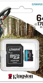 Kingston 64 GB microSDXC class 10 UHS-I U3 Canvas Go! Plus + SD Adapter SDCG3-64GB