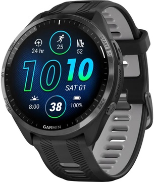 Garmin Forerunner 965 Carbon Gray Titanium Bezel w. Blk Case and Blk/Powder Gray S. Band (010-02809-00/10/8