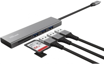 Trust Halyx Fast USB-C Hub & Card reader Aluminium (24191)