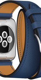 Apple Watch Hermes Barenia Leather Double Tour Regular 38mm/40mm/41mm/42mm Bleu Agate (MNHK2)