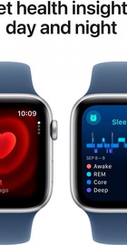 Apple Watch SE 2 GPS 44mm Silver Aluminium Case w. Denim Sport Band - S/M (MXEQ3)
