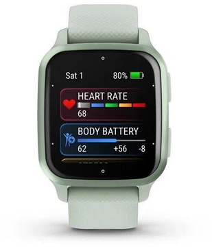 Garmin Venu Sq 2 Metallic Mint Aluminum Bezel with Cool Mint Case and Silicone Band (010-02701-02/12)