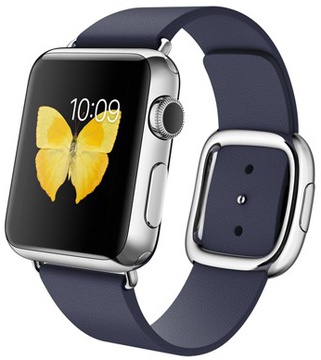 Apple Watch 38mm Stainless Steel Case with Midnight Blue Modern Buckle (MJ342)