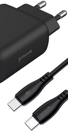 Proove Silicone Power 2 30W (Type-C + USB) + Cable Type-C to Type-C (1m) Black