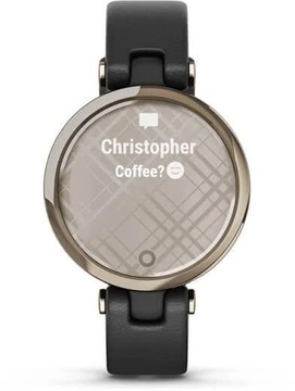 Garmin Lily Cream Gold Bezel with Black Case and Italian Leather Band (010-02384-B1)