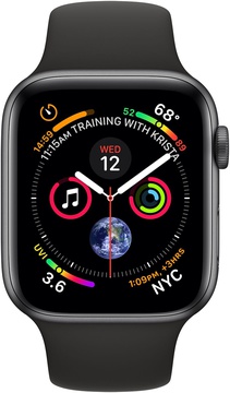 Apple Watch Series 4 GPS + Cellular 40mm Space Gray Aluminum Case with Black Sport Band (MTUG2, MTVD2)