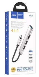 Hoco HB26 4 in 1 (Type-C to 1хUSB3.0 + 3хUSB2.0) Silver