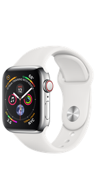 Apple Watch Series 4 GPS + Cellular 40mm Stainless Steel Case with White Sport Band (MTUL2, MTVJ2)