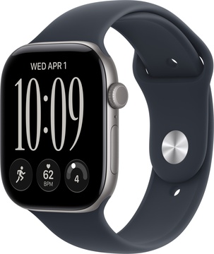 Apple Watch Series 12 GPS 46mm Space Gray Aluminum Case with Navy Blue Sport Band M/L (MJEJ4)