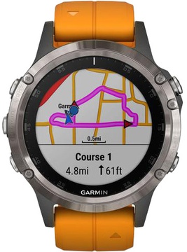 Garmin Fenix 5 Plus Sapphire Titanium with Orange Silicone (010-01988-73)