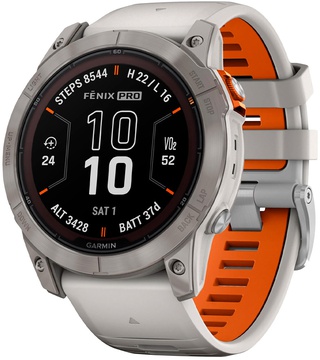 Garmin Fenix 7X Pro Sapphire Solar Titanium w. Fog Gray/Ember O. Band (010-02778-14/15)