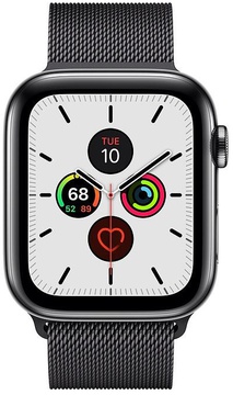Apple Watch Series 5 GPS + Cellular 44mm Space Black Stainless Steel Case with Space Black Milanese Loop (MWW82)