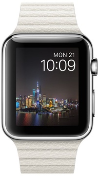 Apple Watch 42mm Stainless Steel Case with White Leather Loop Large (MMFW2)
