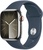 Apple Watch Series 9 GPS + Cellular 45mm Silver Stainless Steel Case With Storm Blue Sport Band - S/M (MRMN3)