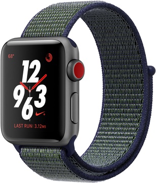Apple Watch Nike+ 38mm Series 3 GPS + Cellular Space Gray Aluminum with Midnight Fog Nike Sport Loop (MQLA2)
