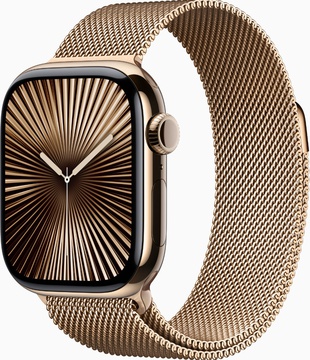 Apple Watch Series 10 GPS + Cellular 42mm Gold Titanium Case With Gold Milanese Loop (MX083)