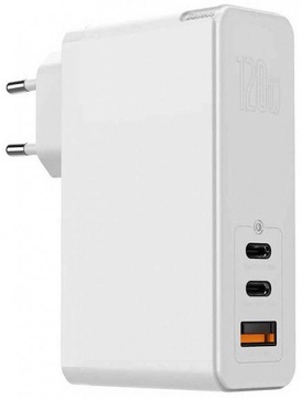 Baseus GaN Mini 2xUSB Type-C/USB Port + Type-C 120W White (CCGAN-J02)