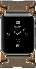Apple Watch Hermes 38mm Series 2 Stainless Steel Case with Etoupe Swift Leather Double Buckle Cuff (MNQ72)