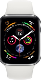 Apple Watch Series 4 GPS + Cellular 44mm Stainless Steel Case with White Sport Band (MTV22, MTX02)