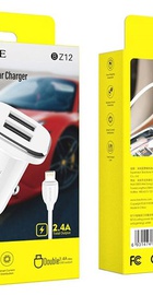 Borofone BZ12 Lasting Power 2USB 2.4A + Lightning White (BZ12BCLW)