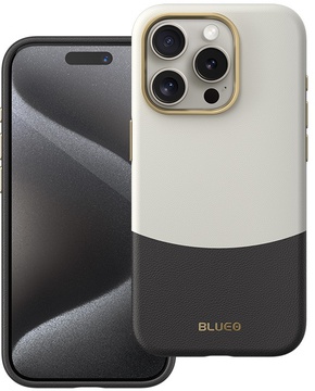 Blueo Leather Case for iPhone 15 Pro Max with MagSafe Black-White