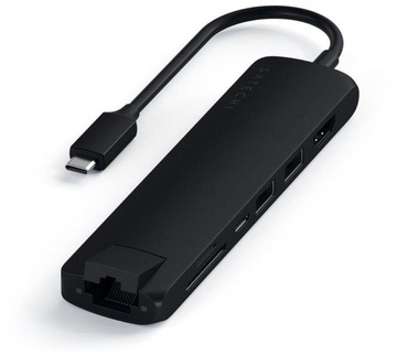 Satechi Aluminum Type-C Slim Multi-Port with Ethernet Adapter Black (ST-UCSMA3K)