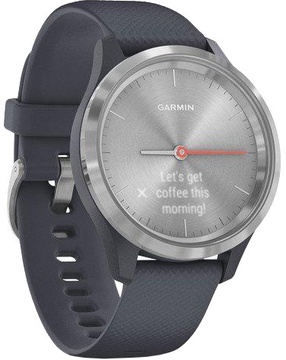 Garmin Vivomove 3s Silver Stainless Steel Bezel w. Granite Blue and Silicone B. (010-02238-00)