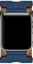 Apple Watch Hermes Leather Double Buckle Cuff 38mm/40mm/41mm/42mm Bleu Agate Epsom (MNHU2)