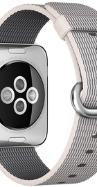 Apple Watch 38mm Stainless Steel Case with Pearl Woven Nylon (MMFH2)