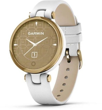 Garmin Lily Light Gold Bezel with White Case and Italian Leather Band (010-02384-B3)