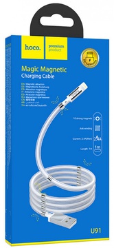 Hoco U91 Magic Magnetic Lightning cable 1m White