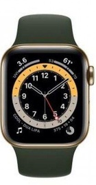 Apple Watch Series 6 GPS + Cellular 44mm Gold Stainless Steel Case w. Cyprus Green Sport B. (M07N3/M09F3)