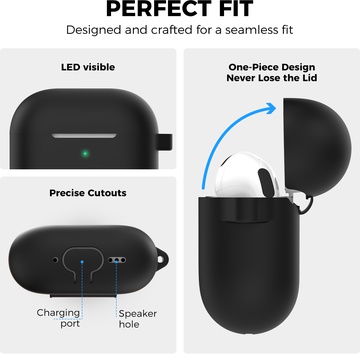 AhaStyle Colorful Silicone Case for Airpods 4 Black