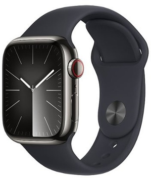 Apple Watch Series 9 GPS + Cellular 41mm Graphite Stainless Steel Case With Midnight Sport Band - S/M (MRJ83)